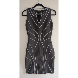Wow Couture Gold Label Black Bandage Mini Dress Mesh Keyhole Small Bodycon Sexy